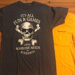 Lot of 2 Vintage Disney T-Shirts: PIrates & Logo